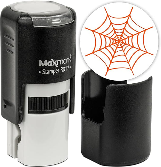 MaxMark Round Self Inking Halloween Stamp - Orange Ink