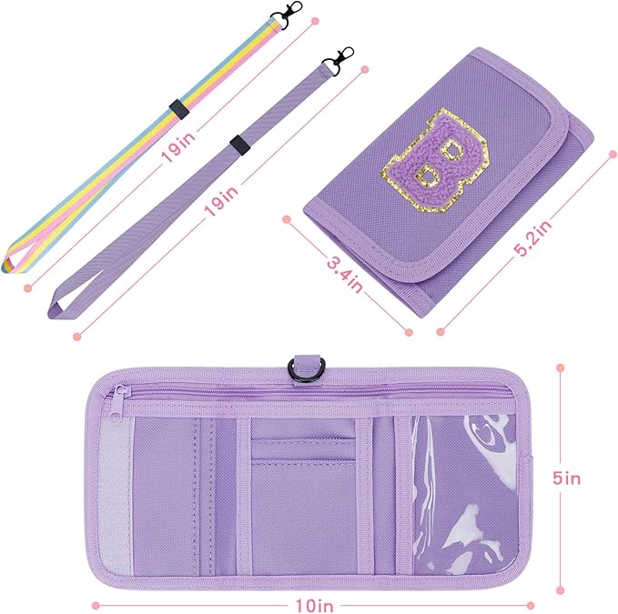 Gifts for Girls 3 4 5 6 7 8 9 10 11 12 Years Old Kids Wallet Cute Initial Coin Purse Toddler Wallet with Magic Sticker (Purple, B)