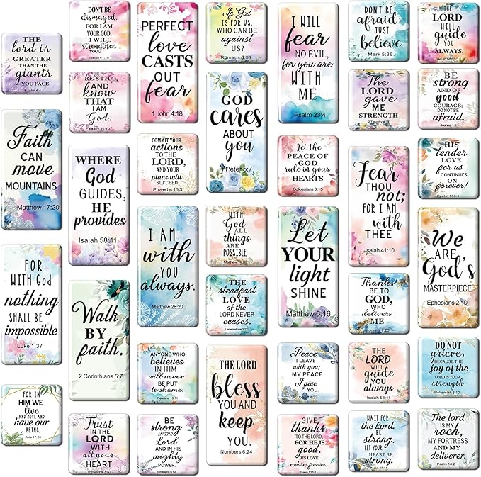 Blosssound 36 Pcs Inspirational Christian Magnets with Floral Bible Verses Thick Religious Refrigerator Magnet Motivational Quotes Fridge Scripture Positive Gifts for Home Office School Locker Decor