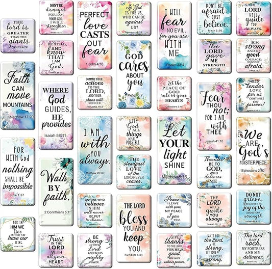 Blosssound 36 Pcs Inspirational Christian Magnets with Floral Bible Verses Thick Religious Refrigerator Magnet Motivational Quotes Fridge Scripture Positive Gifts for Home Office School Locker Decor