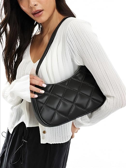Shoulder Bags for Women, Cute Hobo Tote Handbag Mini Clutch Purse with Zipper Closure