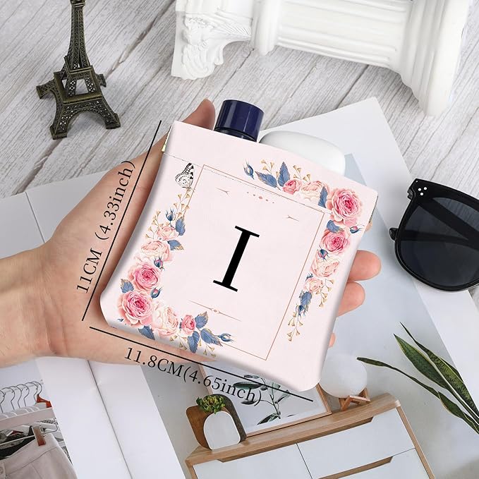 2Pcs Initial Letter PU Leather Small Squeeze Coin Purse Pouch Mini coin Bag Unique And Cute Wallet Cosmetic Bags For Women Girls Men Change Bag Letter I