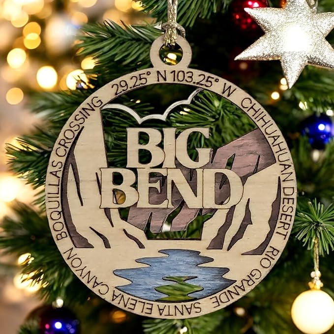 Big Bend National Park 3" Wood Ornament - Handcrafted 2-Layer Christmas Decor with Rio Grande & Santa Elena Canyon Scene