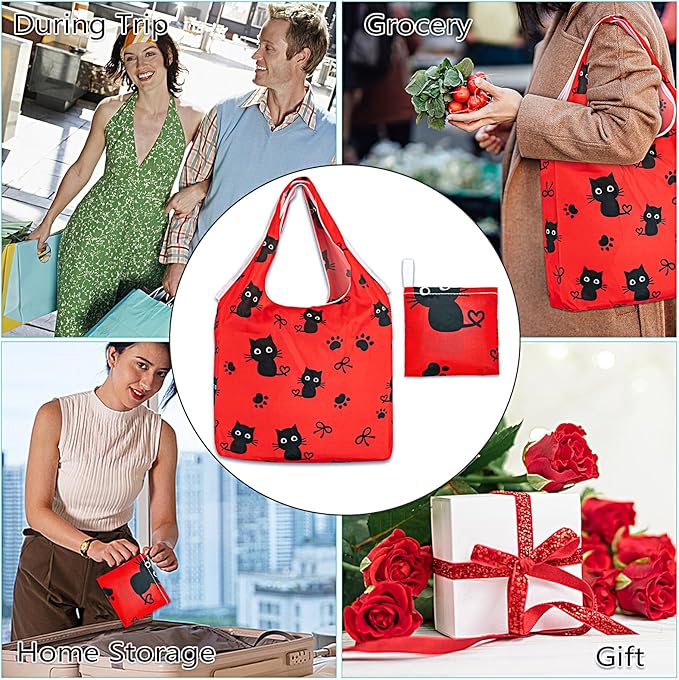 LOLOMLO 6 Pack Eco-Friendly Reusable Grocery Bags Lightweight Durable Washable Shopping Tote Foldable Outings Storage Pouch