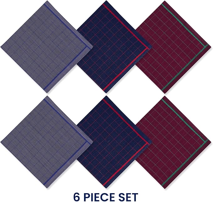 Zenssia Soft Men's Cotton Handkerchiefs with Assorted Color 6 Piece Gift Set