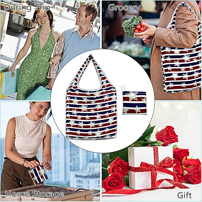 LOLOMLO 6 Pack Eco-Friendly Reusable Grocery Bags Lightweight Durable Washable Shopping Tote Foldable Outings Storage Pouch