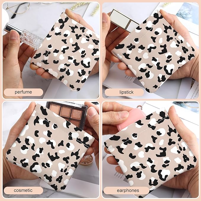 2Pcs PU Leather Small Squeeze Coin Purse Pouch Mini coin Bag Unique And Cute Wallet Cosmetic Bags Change Bag For Women Girls Men （Brown leopard print