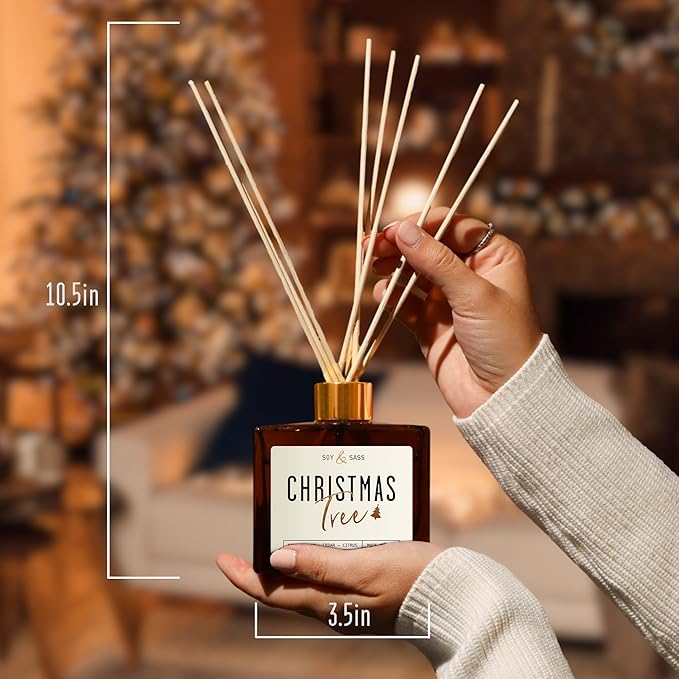 Christmas Tree Diffuser, Christmas Diffuser Decor - w/Pine Balsam, Cedar & Citrus I Infused w/Essential Oils I 3.75 OZ Oil I Long-Lasting Scent Lasts 4-6 Month's I Made in The USA
