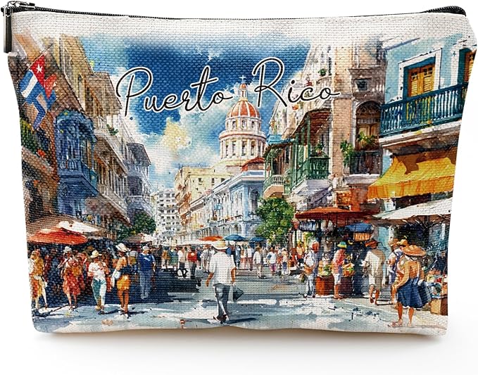 Puerto Rico Gifts Travel Souvenirs - American Souvenris Travel Essentials Must Haves Makeup Pouch Caribbean Sea Puerto Rico Gifts for Women