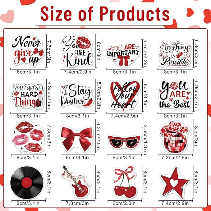 Red Inspirational Locker Magnet - 24 Pcs Downtown Girls Y2K Fridge Magnets Motivational Quotes Refrigerator Magnetic Hot Positive Magnetic Stickers for Home Office Kitchen Classroom Decor