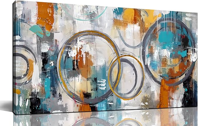 JKWALL77 Abstract Painting for Living Room Canvas - Modern Art Work for Office Walls Ready To Hang 20" x 40"
