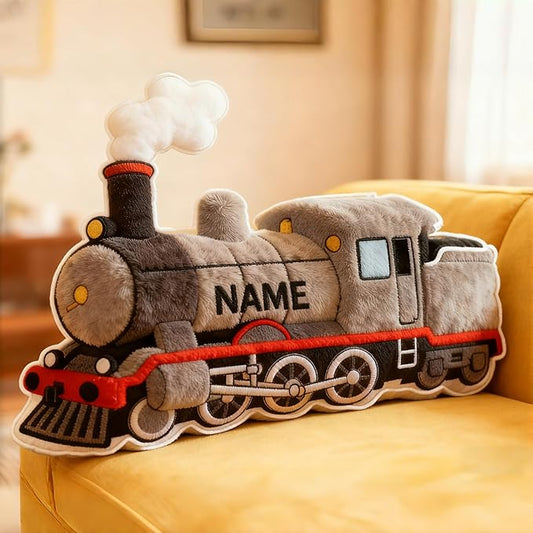 Personalized Train Shaped Pillow, Custom Name Plush Stuffed Pillows, Suitable for Beds, Sofas, Bedrooms, Living Rooms Custom Decorative Cushion Gifts for Birthday and Anniversary