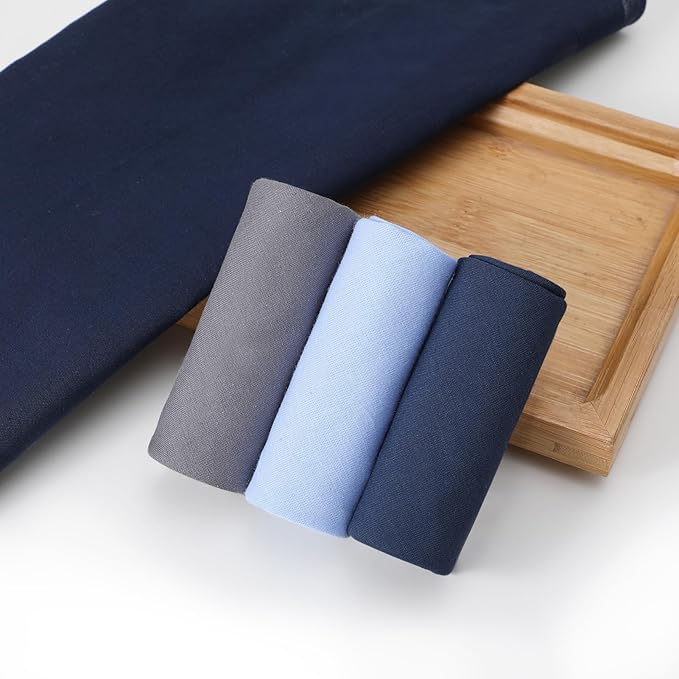 HOULIFE 100% Cotton Unisex Handkerchiefs, Solid Stripe Handkerchiefs for Men & Women Soft Cotton Hankies 15.7x15.7 ”