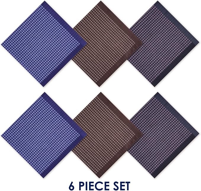 Zenssia Pure Cotton Men's Soft Handkerchiefs Assorted Color Pack of 6 Gift Set