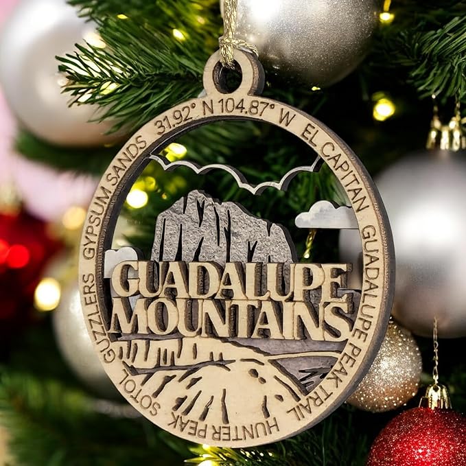 Guadalupe Mountains National Park Keepsake - El Capitan 3" Wooden Ornament - Laser Cut Christmas Tree Decor - USA Crafted