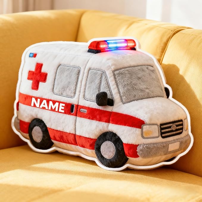 Personalized Police Car Shaped Pillow, Custom Name Plush Stuffed Pillows, Suitable for Beds, Sofas, Bedrooms, Living Rooms Custom Decorative Cushion Gifts for Birthday and Anniversary