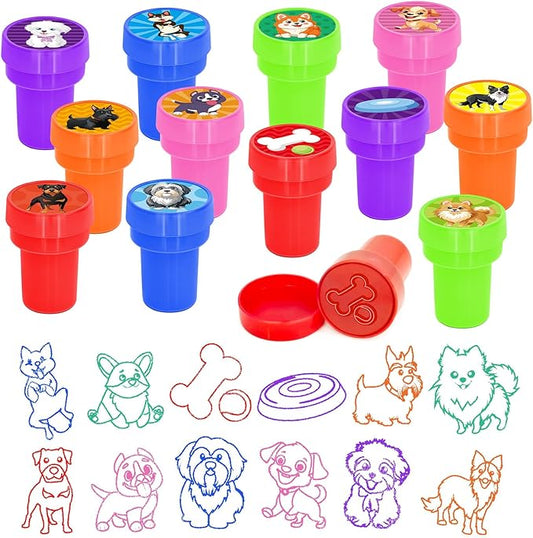 Cinrobiye 24 Pcs Dog Stampers for Kids,Puppy Party Birthday Favors, Pet Party Goodie Bag Fillers, Classroom Rewards, Carnival Prizes, Pinata Stuffers for Animal Favors Gifts