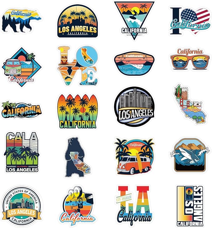 California Fridge Magnet Stickers - 20 Pcs Los Angeles Refrigerator Magnet USA State California Souvenirs Gifts Refrigerator Stickers for Home Kitchen Office Cruise Door Decor