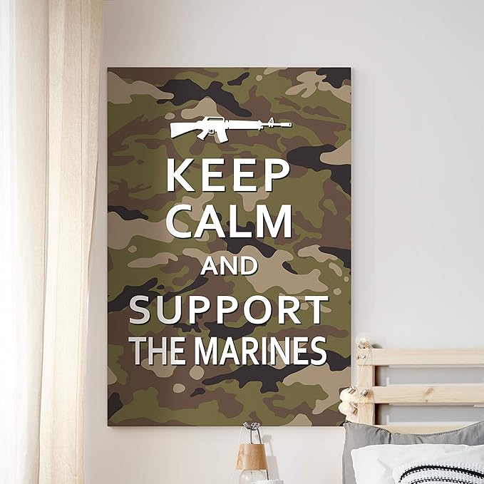 Renditions Gallery Nature Military Wall Art Home Paintings & Prints Artwork Calm Supportive Marines Glam Patriotic Motivational American Modern Decor for Bedroom Office Kitchen - 16"x20" LT25