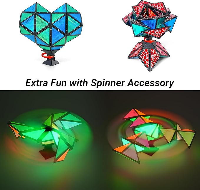 TOSY Magnet Pyramid Stone - 1 Cube Transforms into 1 Billion Shapes, 14 pcs (12 Puzzle pcs and 2 Spinners), 243 Rare Earth Magnets, Christmas Stocking Stuffers Gift for Kids, Creative Puzzle STEM Toy