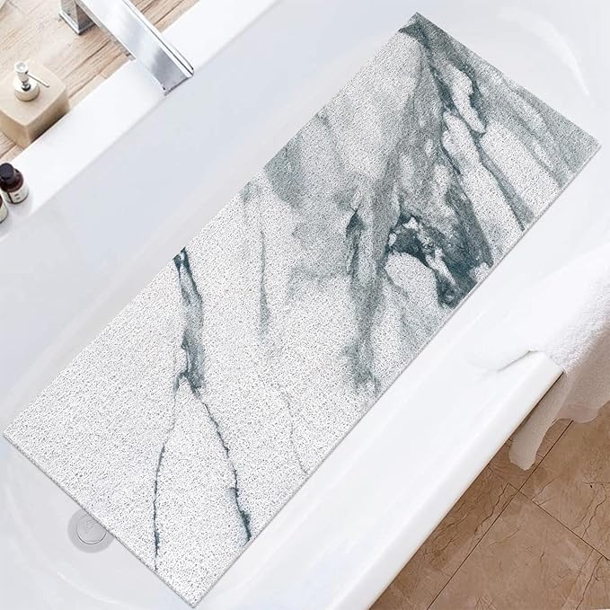 Shower Mat Bathtub Mat Non-Slip - 16x39 Inch Soft Comfort Bath Mat with Drainage Holes, PVC Loofah Massage Bathmat for Shower, Tub, Bathroom, Wet Areas, Quick Drying