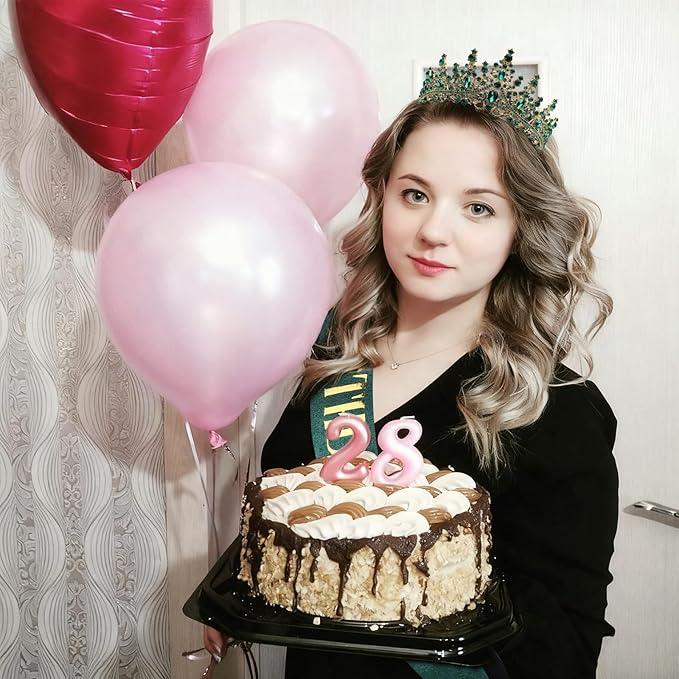 COCIDE Green Birthday Queen Sash for Women Happy Birthday Crowns Princess Tiaras Sashes for Girl Crystal Party Decorations Rhinestone Headband Supplies Decor