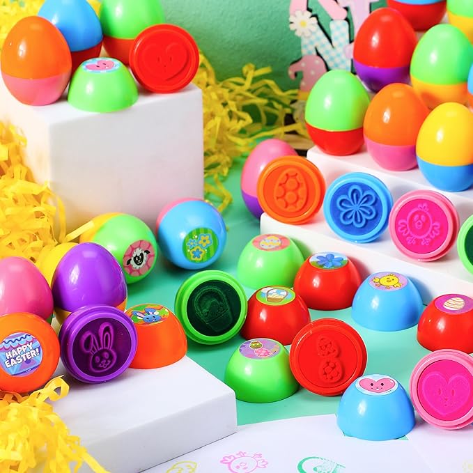 JOYIN 48 Pcs Easter Eggs Stampers Toys, Self Inking Stamps for Easter Eggs Hunt Game, Basket Stuffers Fillers, Kids Gifts, Party Favor, Classroom Prize Supplies