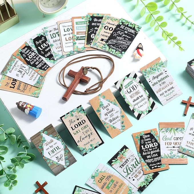 Blosssound 60 Pcs Inspirational Christian Magnets with Bible Verses Religious Refrigerator Magnet Motivational Quotes Fridge Scripture Positive Gifts for Home Office School Locker Decor(Green Plant)