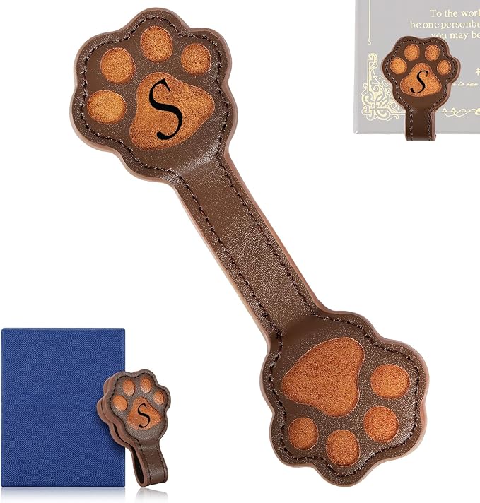 Magnetic Leather Bookmark, Cute Initial Magnetic Bookmarks Clip, Vintage Book Marker Clip Gifts for Readers, Kids, Book Lovers-S