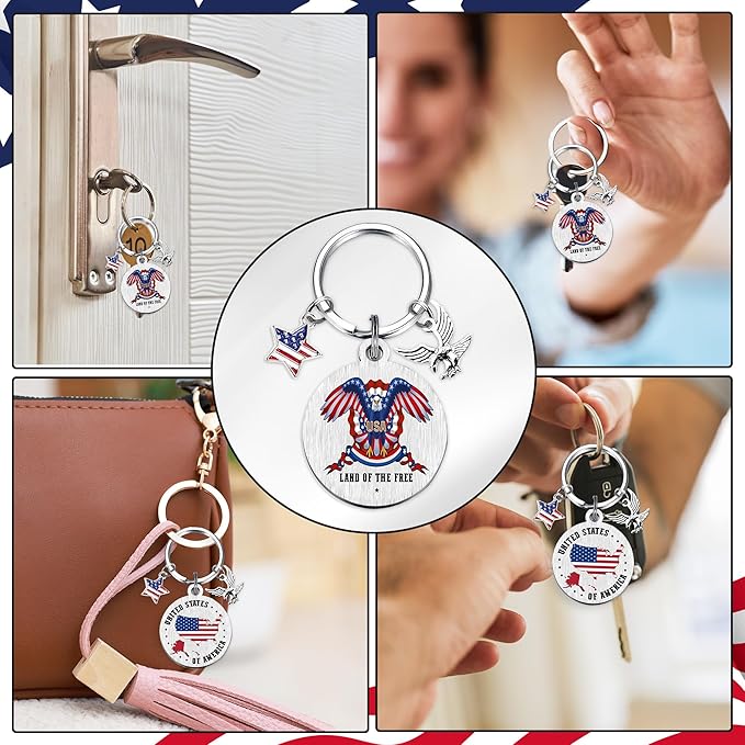Patriots Gifts American Flag Keychain - America United States Map Keychains, Inspirational USA Souvenir Keyring for Men Women