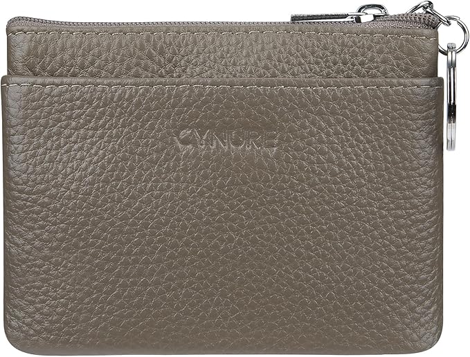 Women's Genuine Leather Coin Purse Mini Pouch Change Wallet with Keychain