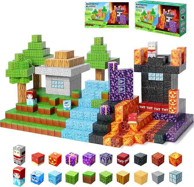 Magnetic Blocks - 100pcs Magnetic Building Blocks,1inch Magnetic Cubes Building Blocks Toys for Halloween Christmas Birthday Gift - STEM Sensory Toys for 3+ Years Old Girl Boys