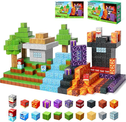 Magnetic Blocks - 100pcs Magnetic Building Blocks,1inch Magnetic Cubes Building Blocks Toys for Halloween Christmas Birthday Gift - STEM Sensory Toys for 3+ Years Old Girl Boys
