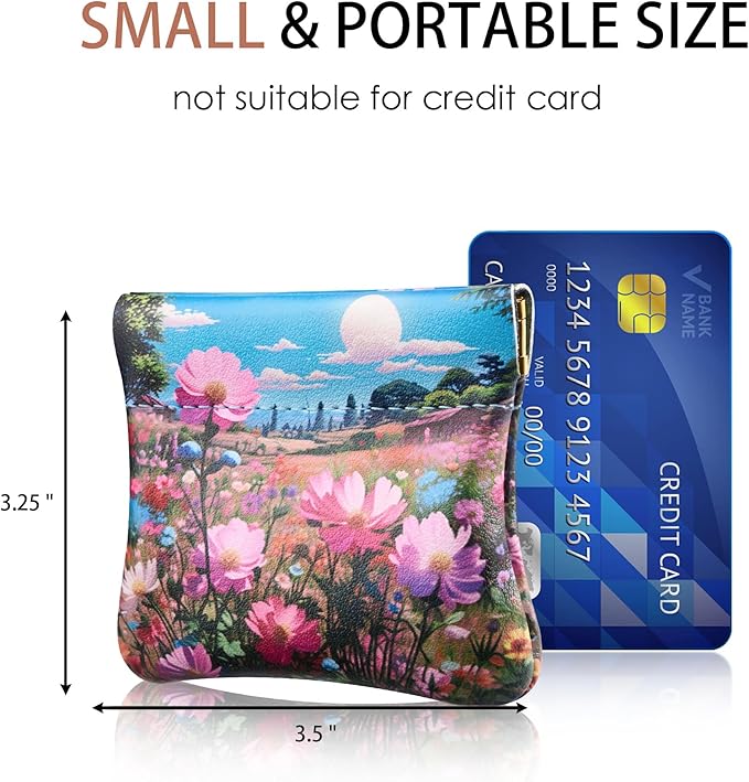 Travelambo Leather Squeeze Coin Purse Pouch Change Holder For Men & Women