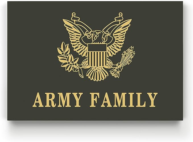 Renditions Gallery Canvas Nationalist Wall Art Paintings & Prints Artwork Golden American Army Crest Modern Patriotic Canvas Military Decorations for Bedroom Office Kitchen - 36"x48" LT25