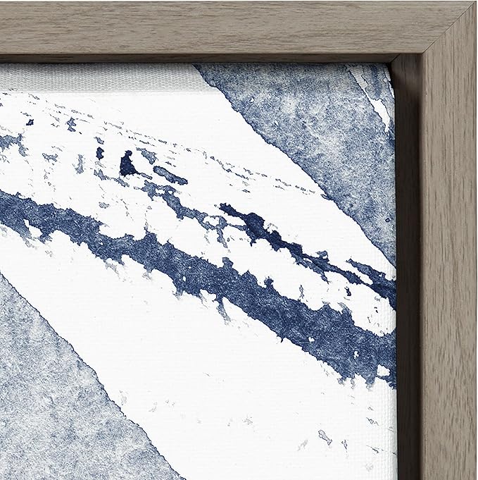 Kate and Laurel Sylvie Indigo Watercolor Framed Canvas Wall Art by Amy Peterson Art Studio, 23x33 Gray, Decorative Abstract Art Print for Wall