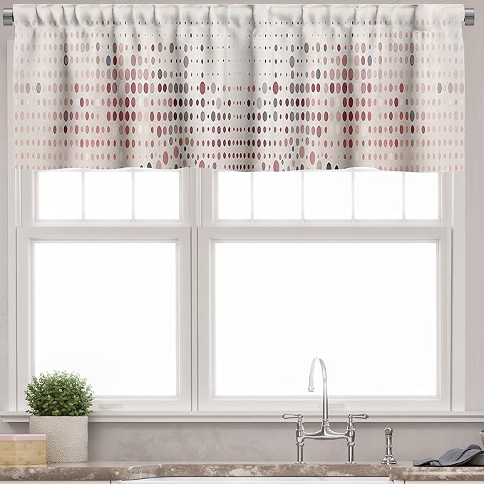 Ambesonne Polka Dot Window Valance Pack of 2, Surreal Composition of Dreamy Spots Art Modern Pastel Abstract Rounds, Rod Pocket Curtain Valances Kitchen Bedroom, 42" X 18",Blush Lilac and Eggshell