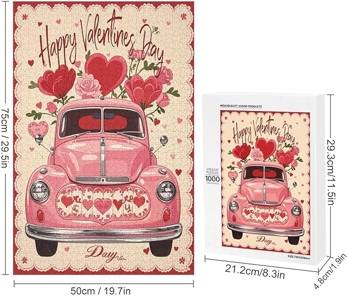 Jigsaw Puzzles for Adults 1000 Piece - Happy Valentine's Day Wooden Puzzle，Family Puzzles，Educational Games，Challenge Puzzles Puzzle Games，Stress Relief Games