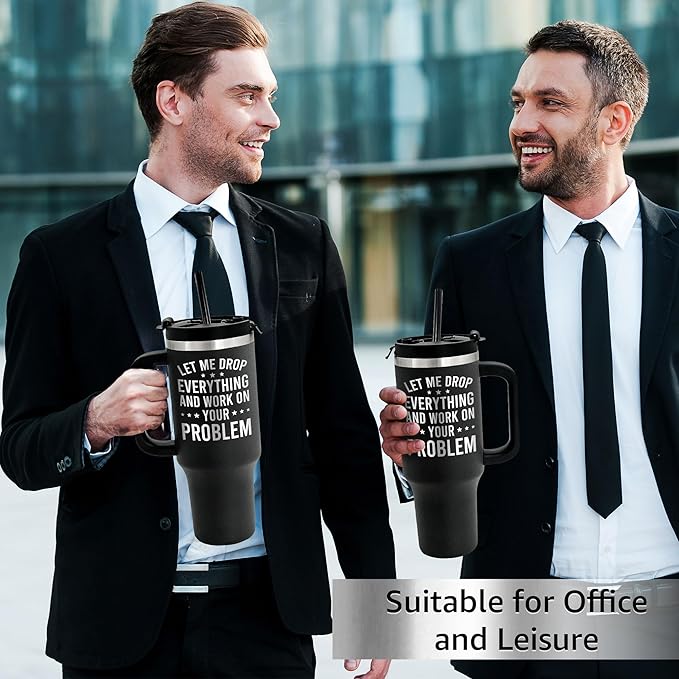 Engraved 40 oz Tumbler Funny Christmas Gifts For Men With Handle Friendly & Straw Lid - Birthday Gift for Office Friend Women Work Bestie - Funny Gag Gifts for Boss Coworker Colleague Manager