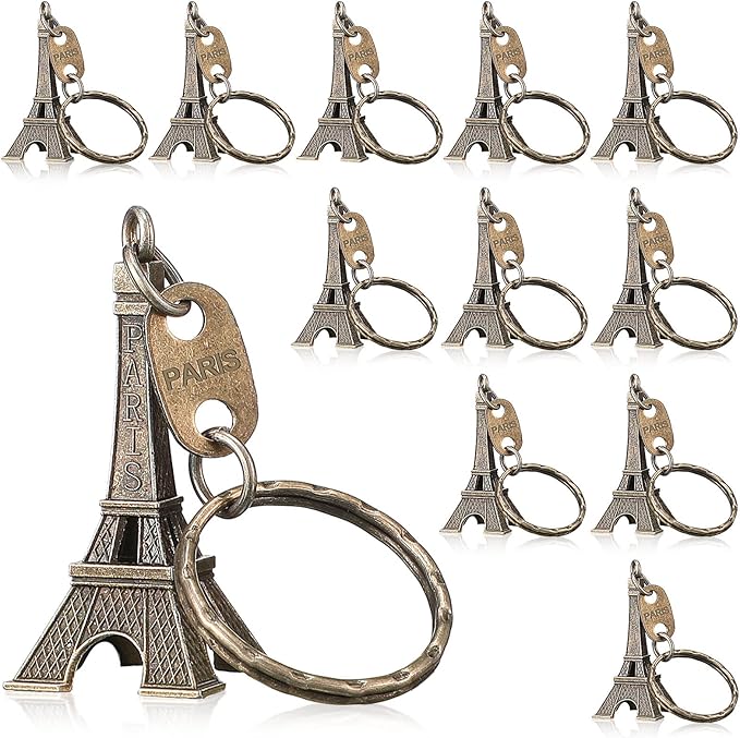Junkin 30 Pieces Eiffel Tower Keychain Retro Decorations Purse Charms Statue Model Prom Keychain French Souvenirs