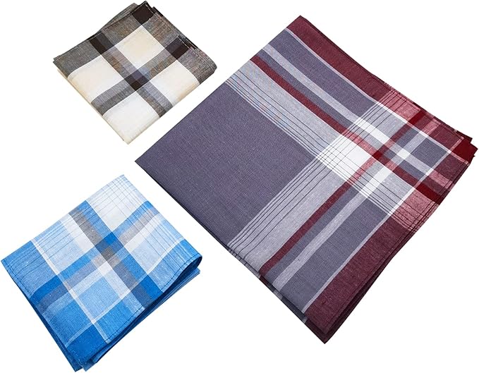 Men's Handkerchiefs 100% Cotton Handkerchief with Check