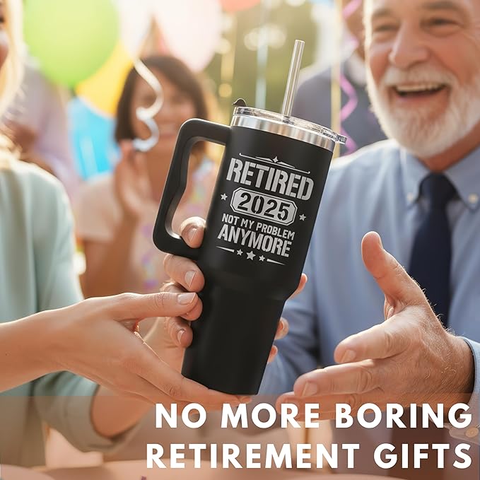 Retired 2025 Not My Problem Anymore Tumbler 40Oz, Retirement Gifts for Men 2025, Retirement Weekly Schedule Cup, Funny Retired Gifts for Men, Retiring Coffee Mug Ideas for Coworkers, Colleague, Boss