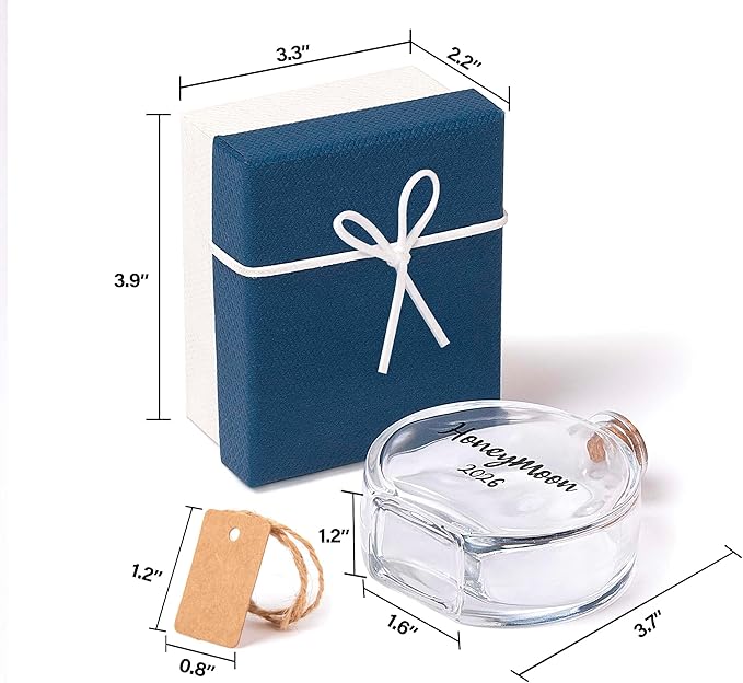 Honeymoon Sand Keepsake Jar 2026，Bridal Shower, Wedding, Engagement, Honeymoon, Travel Gift for Couples, Newlywed, Fiance(Gift Box Includes) - 100ml Round Shape Glass