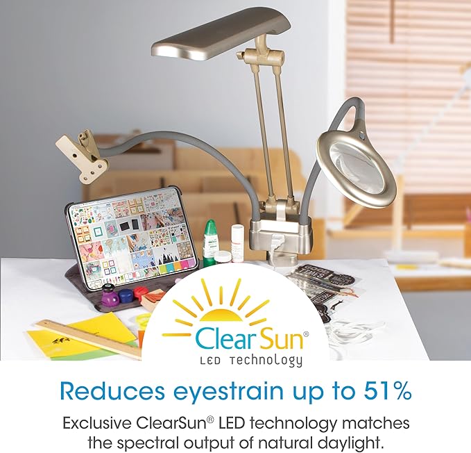 Ultimate LED 3-in-1 Creative Station w/Magnifier, Clearsun, Champagne, Shipper