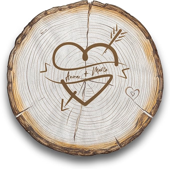Couple Wood Shaped Ugly Plush Pillow - Love Pillows, Custom Name Decorative Throw Pillow for Room Decor Sofa Chair, Couple Gifts Anniversary Wedding Birthday Gift for Him Her