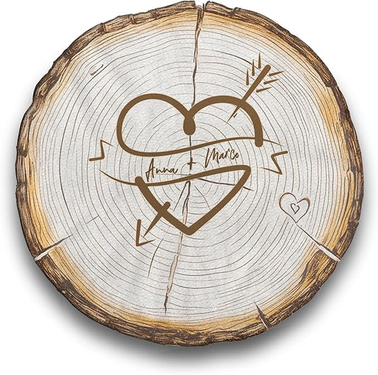 Couple Wood Shaped Ugly Plush Pillow - Love Pillows, Custom Name Decorative Throw Pillow for Room Decor Sofa Chair, Couple Gifts Anniversary Wedding Birthday Gift for Him Her