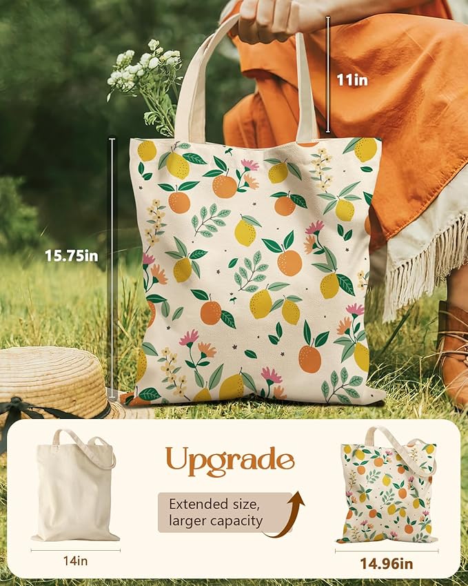 Miss Adola Aesthetic Tote Bag for Girls - with Magnetic Buckle and Zipper Inner Pocket for Women Lady Canvas Cotton Tote Bag