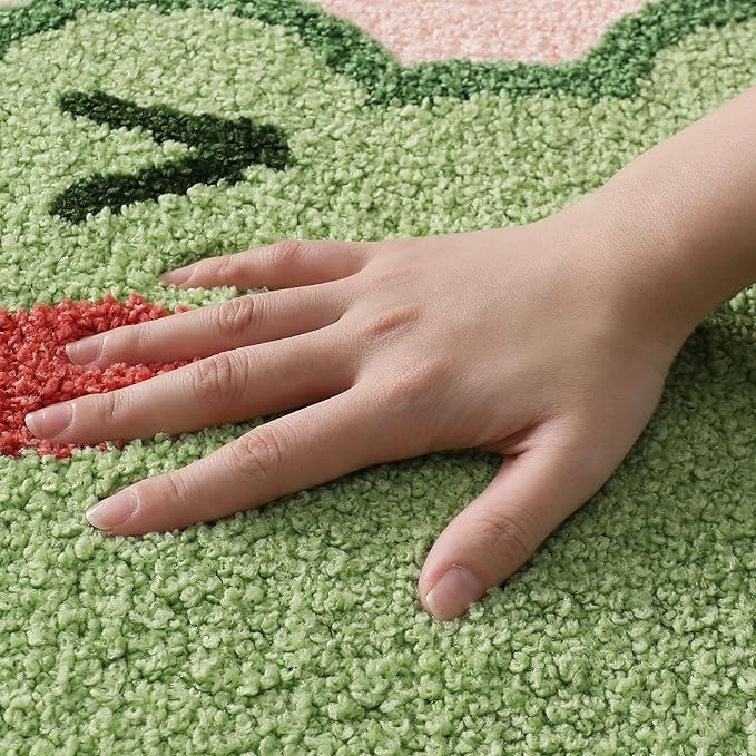 Ankah Bath Mat Cute Shower Rug, Luxury Shaggy High Absorbent and Anti Slip, Machine Washable Fit for Bathtub, Shower and Bath Room, (17.71"x 25.59", Hello Frog)