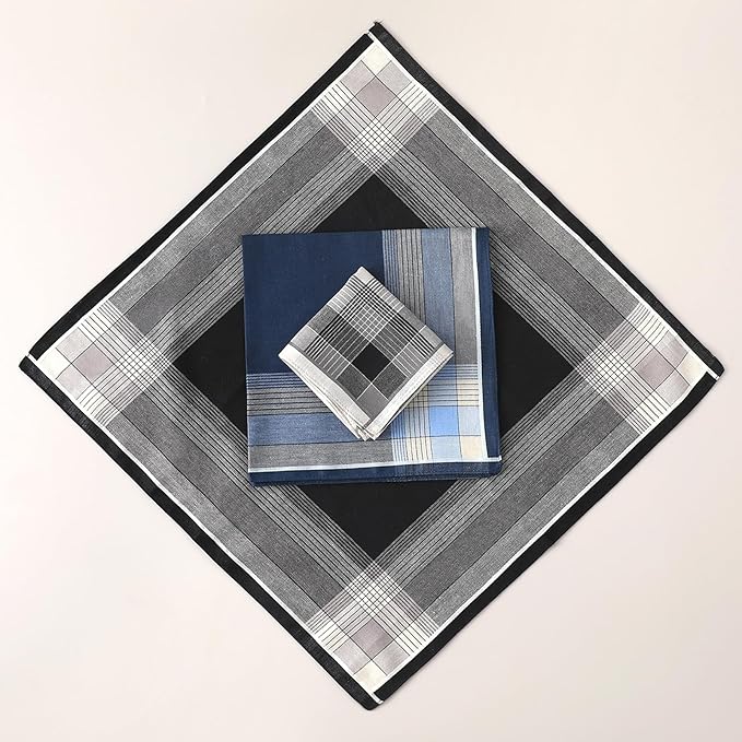 Handkerchiefs for Men, Soft Cotton Men’s Handkerchiefs, Cotton Hankies for Men, Assorted Hankies, 17x17 3/6 PCS
