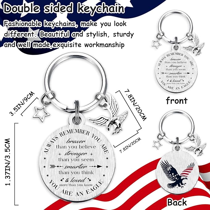 Patriots Gifts American Flag Keychain - America United States Map Keychains, Inspirational USA Souvenir Keyring for Men Women